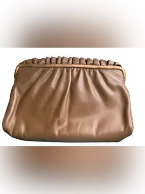Vintage Morris Moskowitz Brown Leather Ruched Crossbody/Clutch Bag